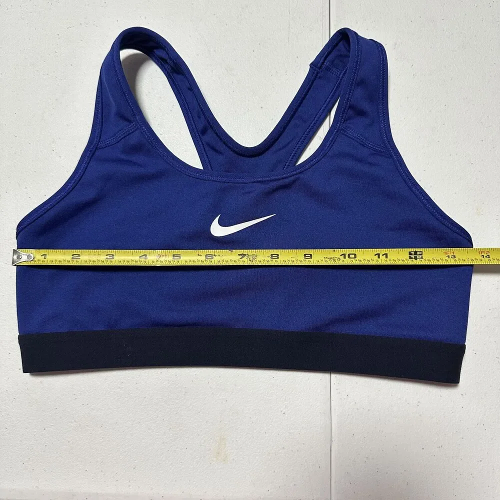 Nike Women Pro Racerback Sports Bra Top Gym Dri Fit Activewear Blue Black Medium